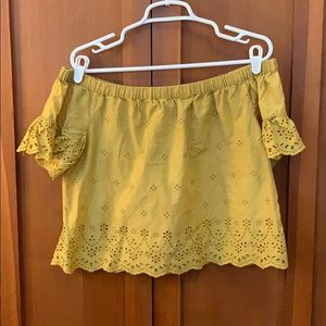 Madewell Off the Shoulder Eyelet Detail Top